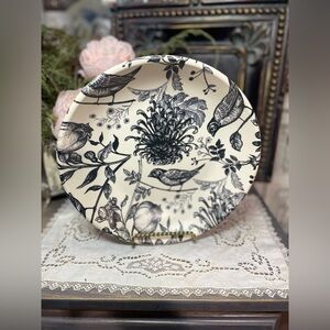 Home Essentials black & white bird floral toile ceramic stoneware serving bowl